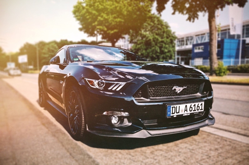 sports, day, photography, sport, sports Car, outdoors, city, road trip, mode of transportation, Mustang, black, people, motor vehicle, ford, beside, nature