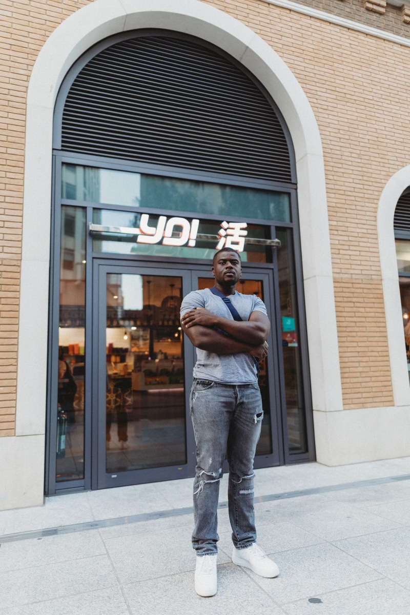 architecture, entrance, window, london, outdoor, building exterior, yo, muscular, portrait, brick, standing, glass - material, rear view, one person, footpath