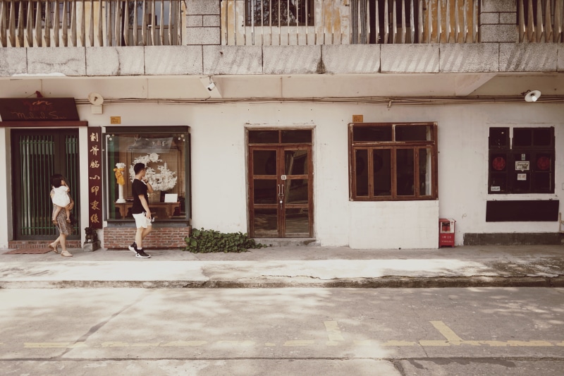 women, door, storefront, building, walk, men, architecture, family, walking, furniture, window, couple, city, standing, young, isle, male, cabinet, abandoned