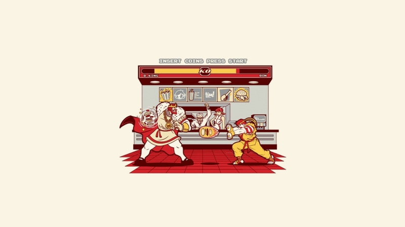 solid, king, games, video, Abstract, minimalistic, ronald, simplistic, burger, street, art, mcdonald, hd, 1080P, mcdonalds, fighter