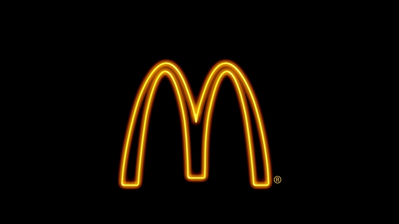 4K, sign, Neon Light, Simple Background, logo, McDonalds, fast food