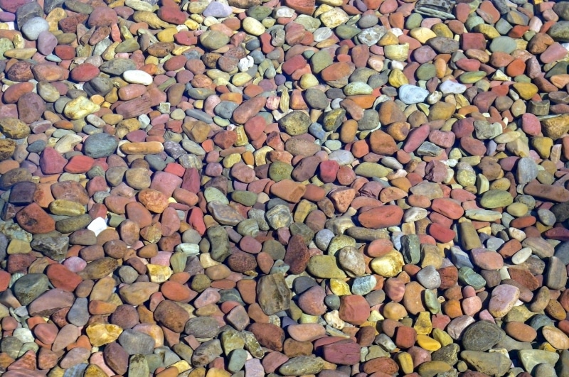 glacier, large group of objects, pebbles, apgar, mcdonald, high angle view, variation, natural, multi colored, outdoors, rock, nature, full frame, no people