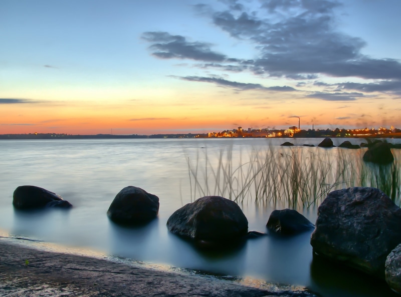 scenics - nature, sky, Rocks, rock - object, beauty in nature, Water, non-urban scene, solid, kotka, sunset, tranquility, idyllic, Shore, dusk, cloud - sky