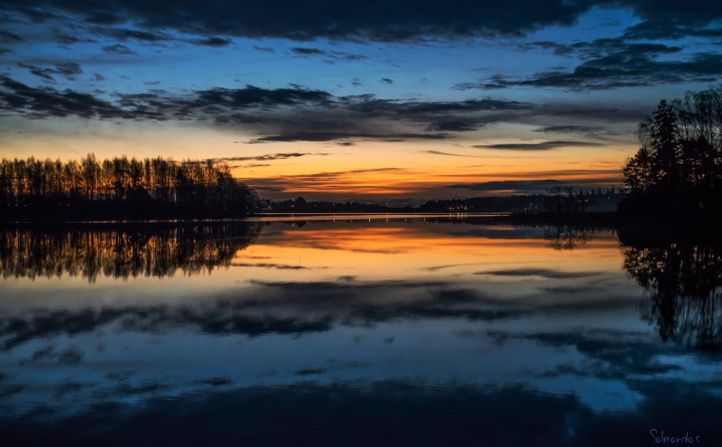 orange color, non-urban scene, Water, sky, Reflection, Europe, plant, tree, munsaari, mussalo, kotka, Southern, idyllic, Finland, 5K, no people, silhouette