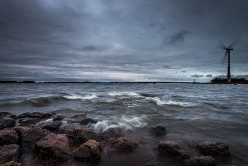 summa, gray, lahti, gulf of finland, wind Turbine, 5K, landscape, 35mm, coastline, water, nikkor, Windmill, wave, sky, beach, sea, windmills, Windy day