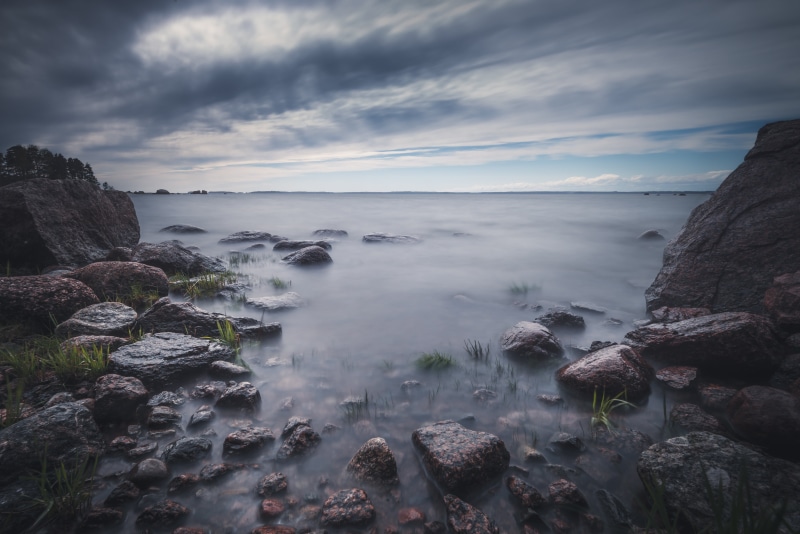 daytime, gray, gray rock, formation, water, rock - Object, sunset, scenics, clouds, nikkor, landscape, 35mm, LE, rock formation, nature, rock, nikon  d600