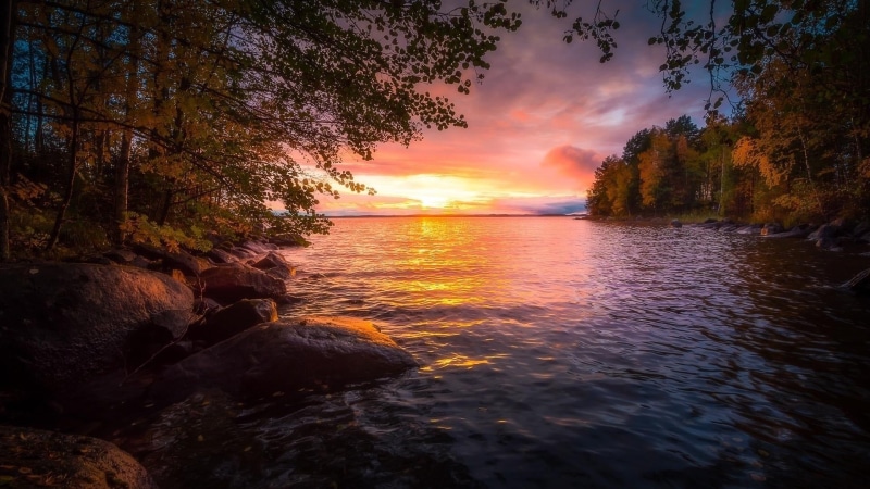 outdoors, reflection, tranquility, scenics - nature, nasijarvi, evening, no people, plant, beauty in nature, sky, sea, nature, autumn, tampere, tranquil scene