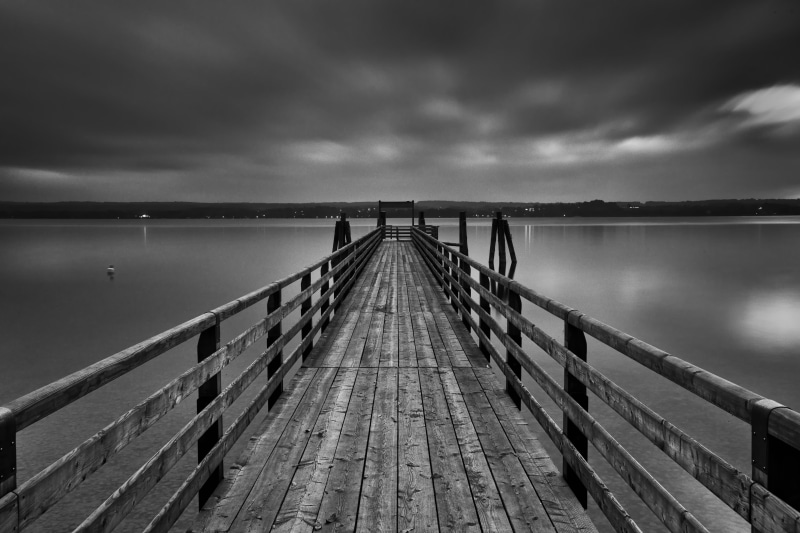 grayscale, water, long, long beach, nature, sw, Manfrotto, Abend, landscape, pier, Lee, Ruhe, Monochrome, Steg, bridge - Man Made Structure, Outdoor, clouds
