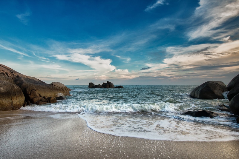 stein, photography, landscape, samui, steine, insel, wasser, rock - Object, sea wave, thailand, wave, Koh Samui, sunset, sky, time, koh-samui, wellen, urlaub