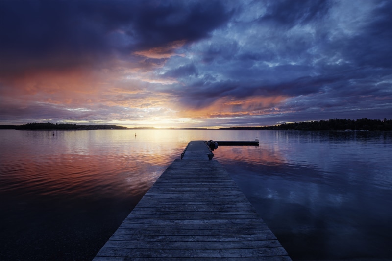 scenics - nature, outdoors, beauty In Nature, romantic sky, idyllic, stockholm, 1080P, wood - Material, tranquility, docking, nature, golden, water, sky