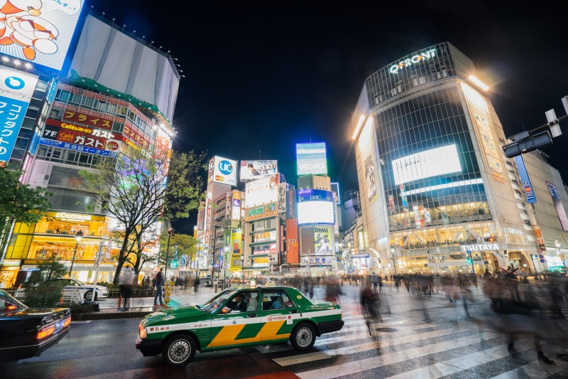 night, asia, shibuya, travel, office building exterior, crowd, traffic, travel destinations, cityscape, building, illuminated, car, outdoors, building exterior