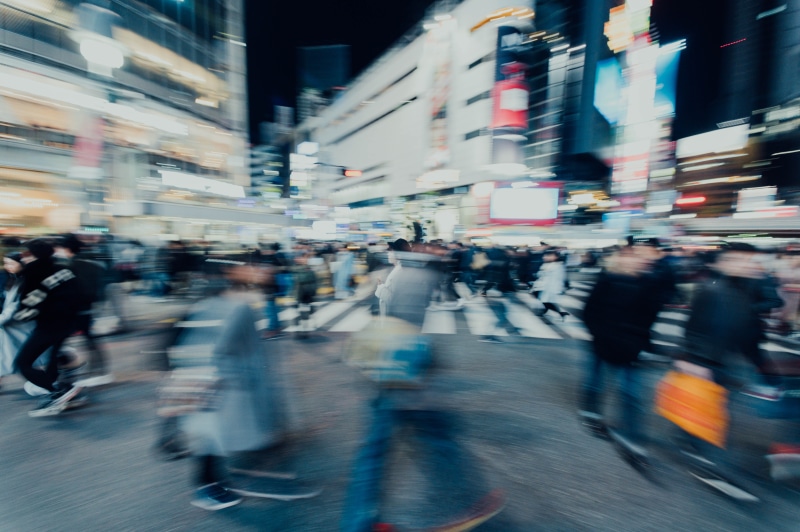 group of people, incidental people, outdoors, city, night, street, crossing, walking, architecture, crowd, mode of transportation, real people, transportation