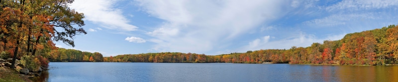 autumn, triple screen, panoramic, environment, tranquility, beauty in nature, tranquil scene, landscape, cloud - sky, outdoors, wide angle, water, no people