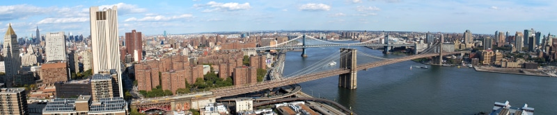 Brooklyn Bridge, 5K, triple screen, cityscape, city, New York City, wide angle