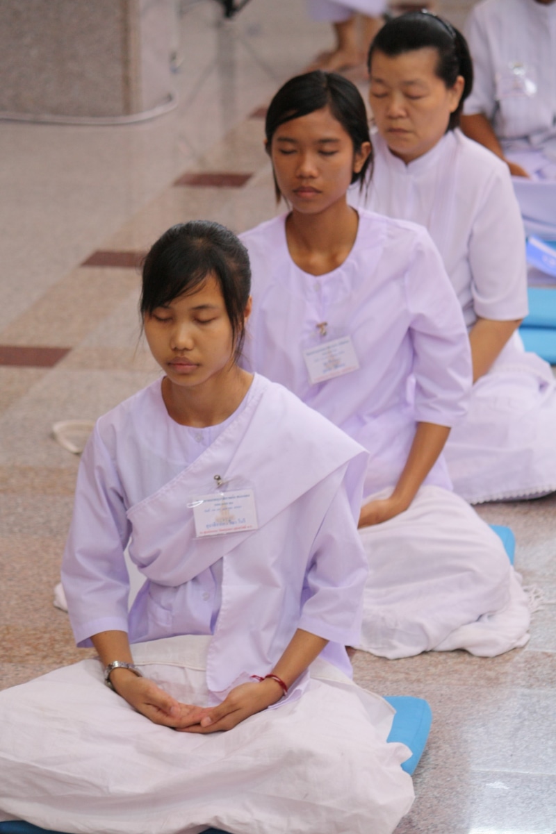 thailand, temple, adult, precepts rite, asia, people, real people, hospital, front view, east Asian Culture, rite, meditation, young adult, young women