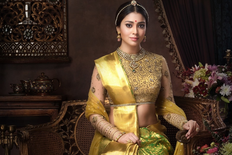 front view, shriya, traditional clothing, one person, saran, young adult, beautiful people, three quarter length, smiling, elegance, young women, 1080P
