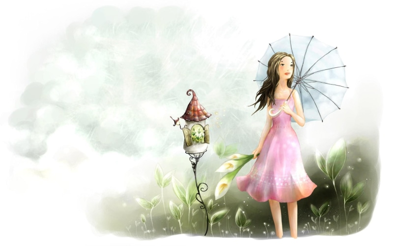 rain, nature, nature and landscapes, rainy, cute, girl, 1080P