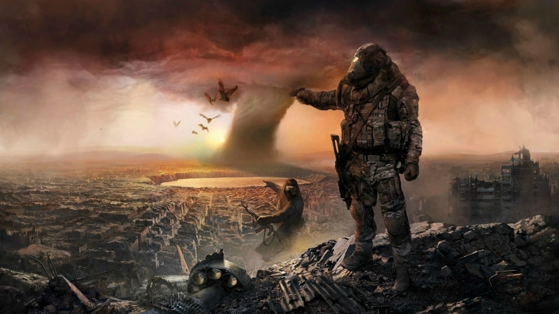 armed Forces, fantasy art, judgment Day - Apocalypse, night, burning, army, smoke - Physical Structure, drawing, hell, heat - Temperature, outdoors, rock - object