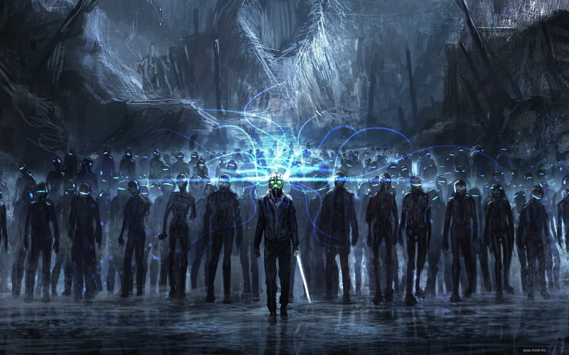 architecture, water, black, men, jacket, people, rear view, illuminated, enjoyment, science fiction, night, nature, real people, women, digital composite