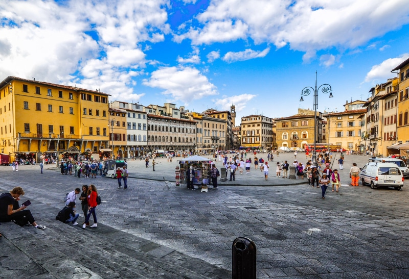 building Exterior, Piazza, summer, town, city life, 2K, real people, tourist, building, firenze, Square, cultures, history, day, town Square, active, cloud - sky