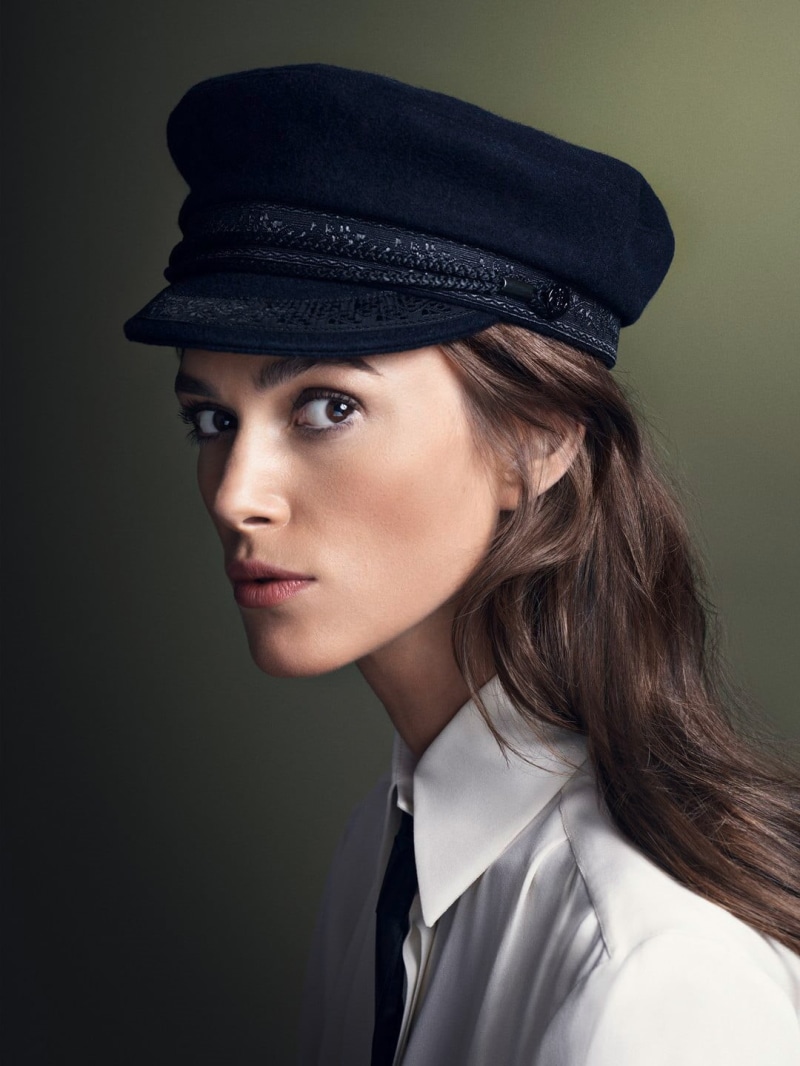 contemplation, portrait, beauty, actress, young adult, human face, clothing, profile view, 720P, knightley, hairstyle, hair, looking at camera, hat, women