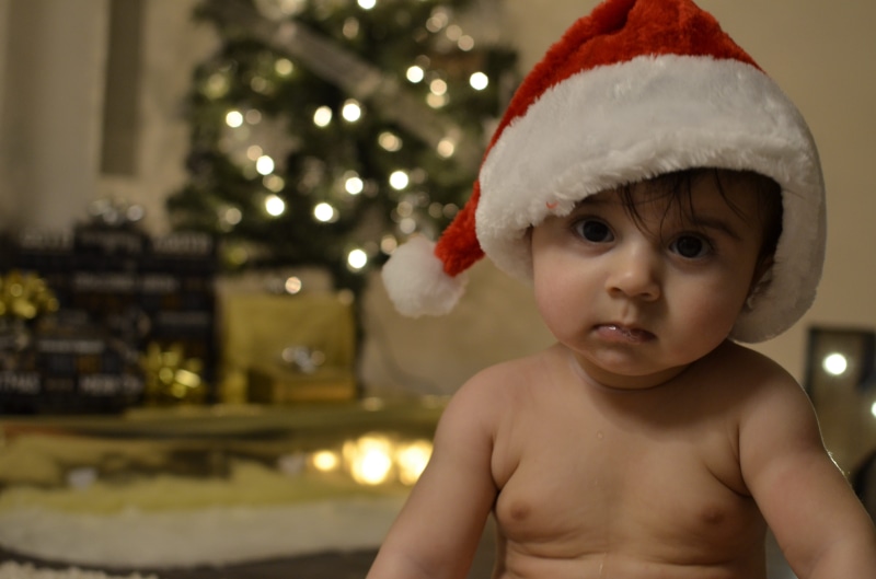kid, christmas tree, xmas, 4K, holiday - event, child, merry, santa hat, adorable, wearing, babyhood, celebration, cute, christmas, baby boy, portrait