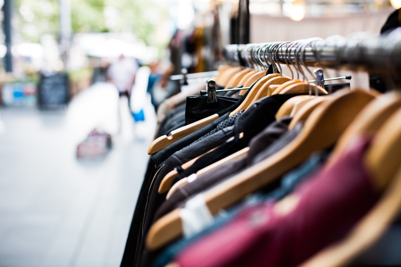 indoors, shirt, store, consumerism, dress, shop, clothe, 8K, choice, retail, coathanger, hanging, clothes, selective focus, thrift, shallow, focus, photo