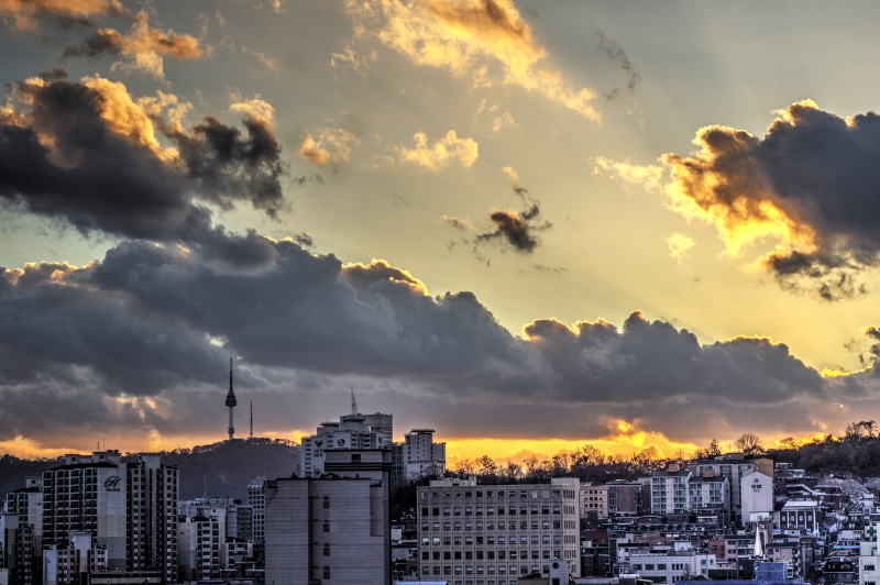 no people, Namsan Tower, 4K, architecture, sunset, white, built Structure, night, residential district, dramatic sky, building Exterior, beauty in nature