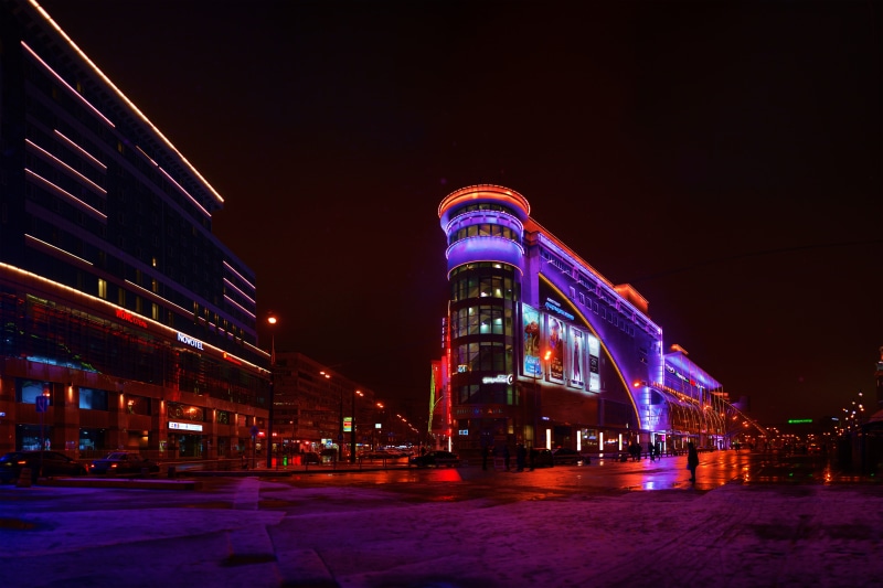 sky, reflection, megalopolis, nature, street, no people, motion, Moscow, cityscape, city life, pigeons, building exterior, Evening, tower, outdoors, festival of light