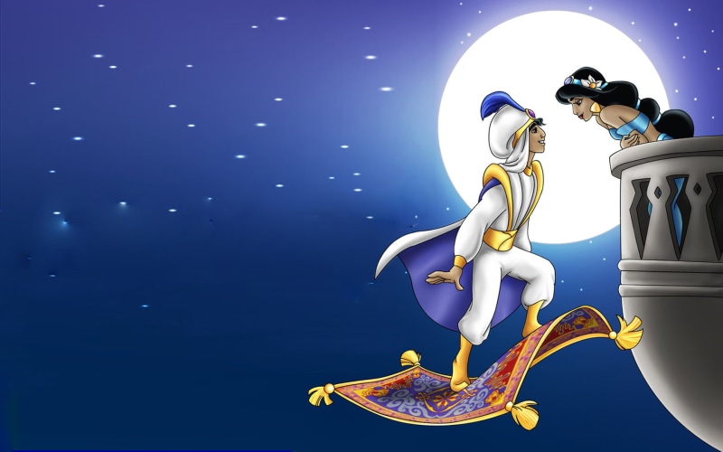  full, moon, hd, night, romantic, aladdin, princess, jasmine, 1080P