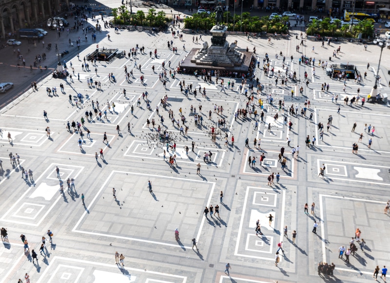 day, building exterior, architecture, park, everypixel, aerial view, 4K, urban scene, travel, street, city life, people, aerial, group of people, outdoors