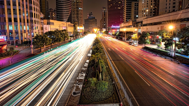 city life, long exposure, building exterior, city street, city, Shanghai, street, motion, skyscraper, night, HDR, cityscape, building, photography, street light