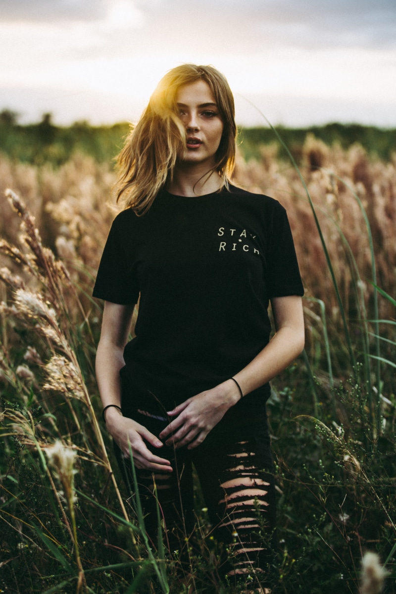 nature, one woman only, young women, land, three quarter length, landscape, ripped, distressed, rural Scene, 5K, bottom, beautiful, females, sky, wheat