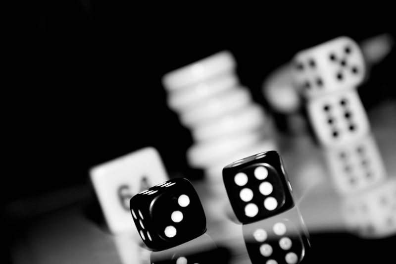 game, reflection, winning, selective focus, success, 5K, BandW, black, dices, black dice, dof, focus, luck, Black and white, leisure Games, casino, mondays