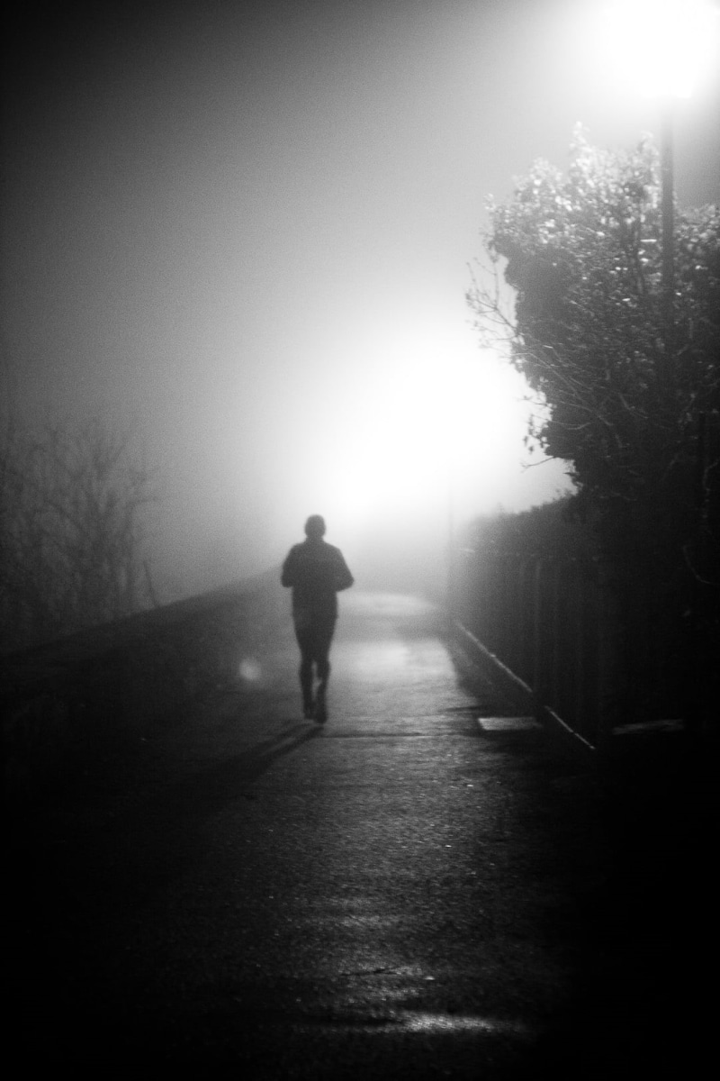 night time, jogging, film  noir, Premier, exercising, shadow, females, Black  Diamond, people, mood, running, cold, outdoors, 720P, man, nature, black And White