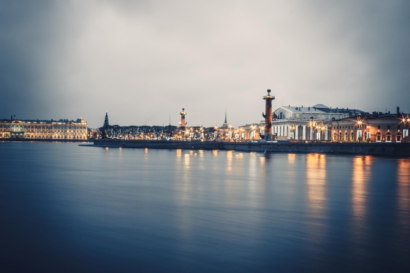 building Exterior, built Structure, travel, old, tower, Saint Petersburg, water, nature, history, town, building, waterfront, illuminated, white, cultures