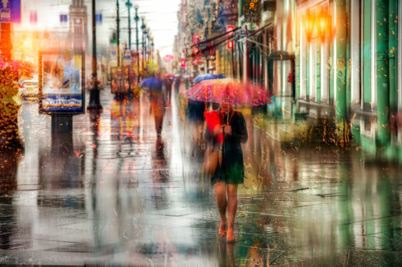 drops, night, girl, street, building exterior, blurred Motion, urban Scene, people, women, outdoors, incidental people, 1080P, puddle, Nevsky Prospekt