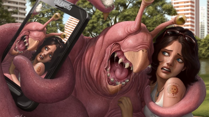 beautiful woman, people, 1080P, friendship, females, tentacles, wireless technology, lifestyles, leisure activity, technology, drawing, headshot, emotion