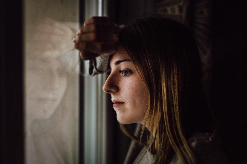 glass window, blonde hair, young adult, brown hair, depression - sadness, girl, beautiful, eye, hairstyle, pose, emotion, female, fear, lady, hair, 5K