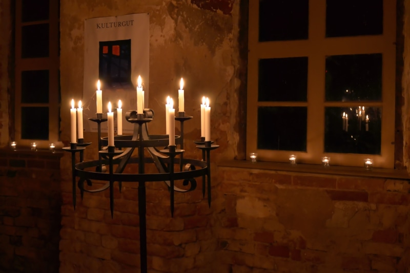 no people, architecture, mood, fire, white, flame, room, night, wall - building feature, window, round, lighting equipment, nature, building, dark, clear