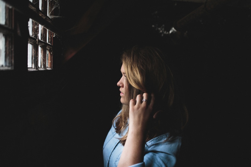 contemplation, dark, emotion, blond hair, hair, despair, headshot, hairstyle, near, emotional stress, solitude, one Person, lifestyles, adult, window glass