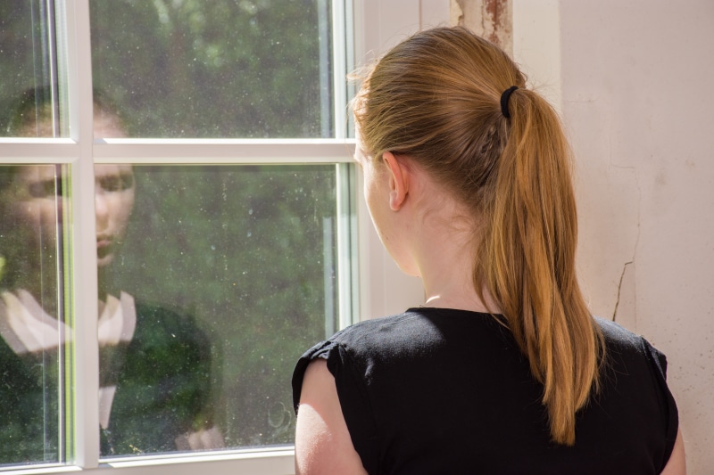 musing, black, window, blonde, real people, facing, Dreams, looking, haired, looking through window, site, mirroring, ponytail, meaningful search, Thinking
