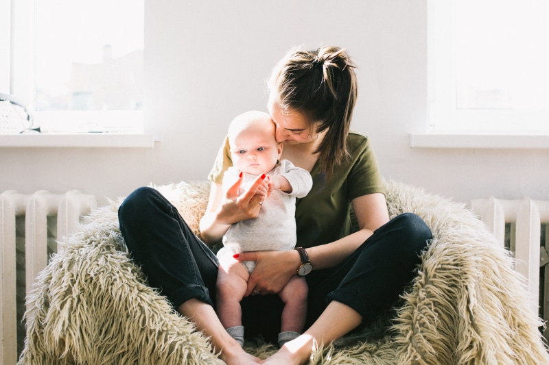 daughter, parent, portrait, chair, love, young, positive emotion, person, females, happy, little, fur, windows, family with one child, mother, people, son