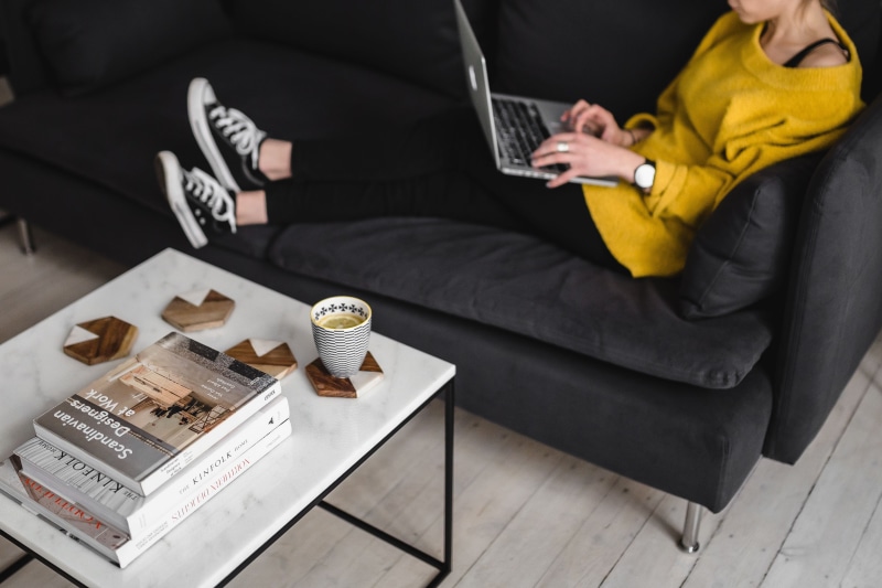 macbook, businesswoman, living Room, connection, caucasian, scandi, crime, one Person, lifestyles, wooden floor, technology, people, midsection, social issues