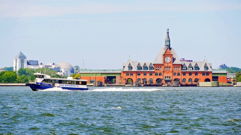 mode of transportation, seem, state, boat pictures, terminal, cityscape, building, passenger craft, outdoors, waterfront, park, river, water, center, island