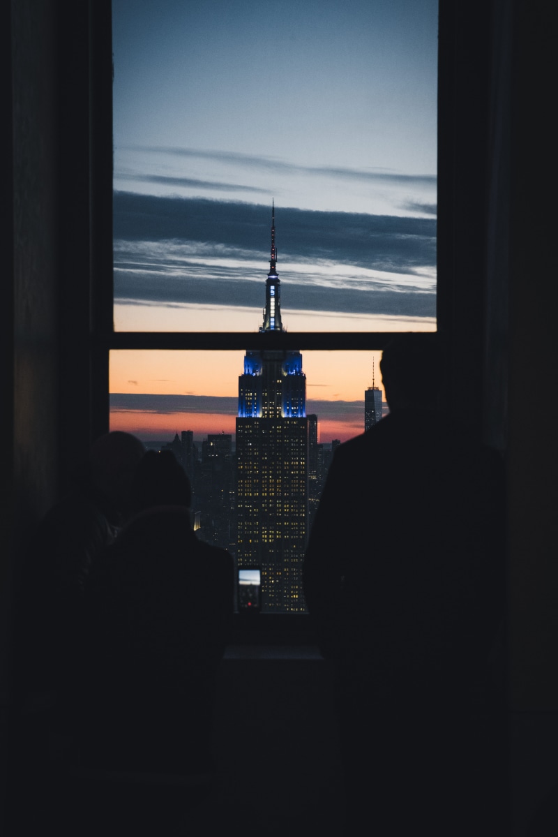 travel destinations, architecture, sundown, skyscraper, building exterior, highrise, spire, empire, looking out, building, nature, window, dusk, new york