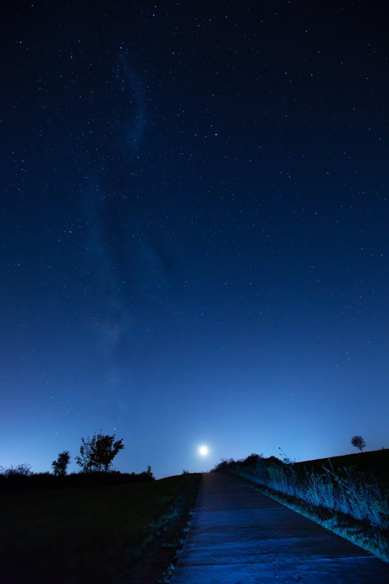 star Trail, dusk, glowing, beauty In Nature, science, moon, outside, star Shape, aurora Borealis, love, illuminated, milky Way, 5K, travel, blue, infinity