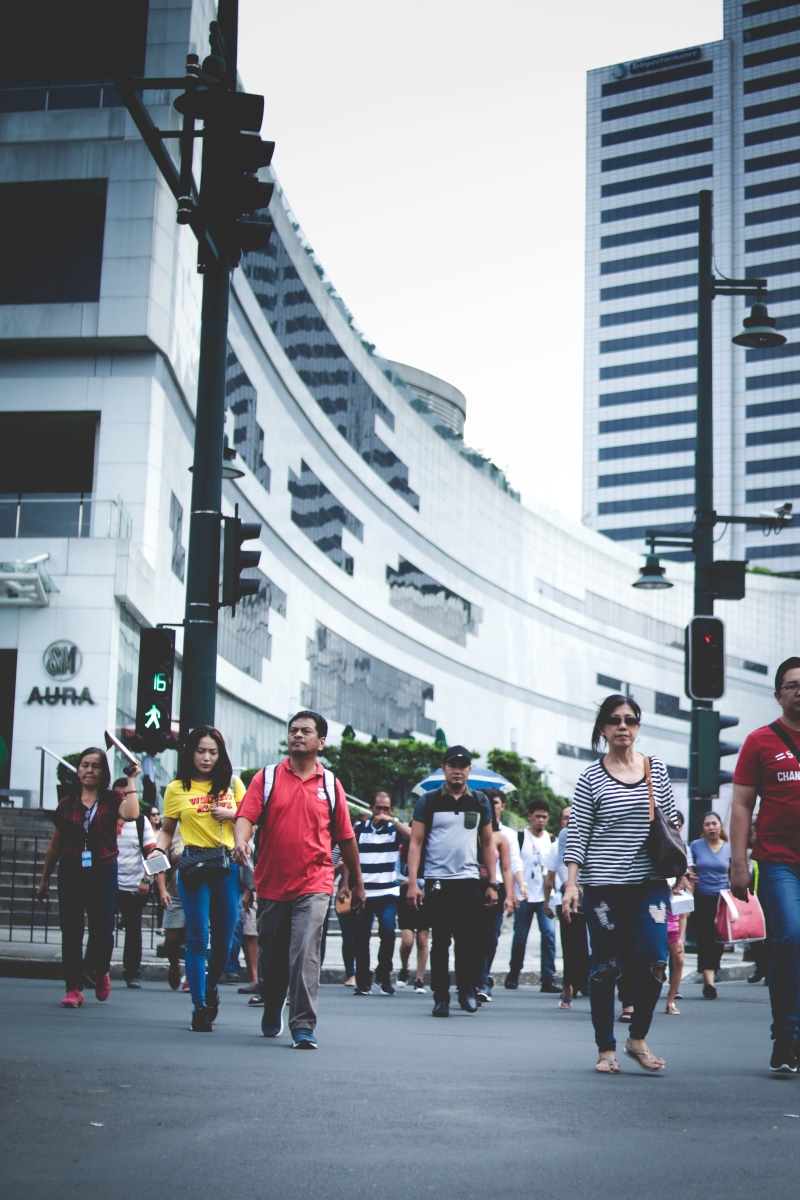 people, 5K, person, roadside, architecture, asian, urban, full length, crowd, cross, human, men, philippines, street, building, casual clothing, day, group