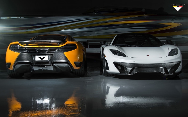 reflection, white, McLaren MP4-12C, 1080P, rain, absence, illuminated, day, red, mode of transportation, motor vehicle, yellow, no people, stationary