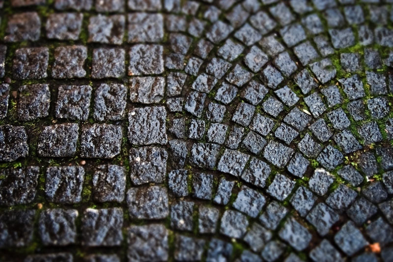 city, background, flooring, close-up, selective focus, wheel, backgrounds, textured, surface, paved, stones, outdoors, day, old, water, sidewalk, raindrop